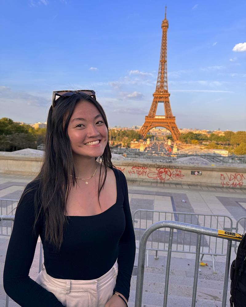 Simpson College student at the Eiffel Tower